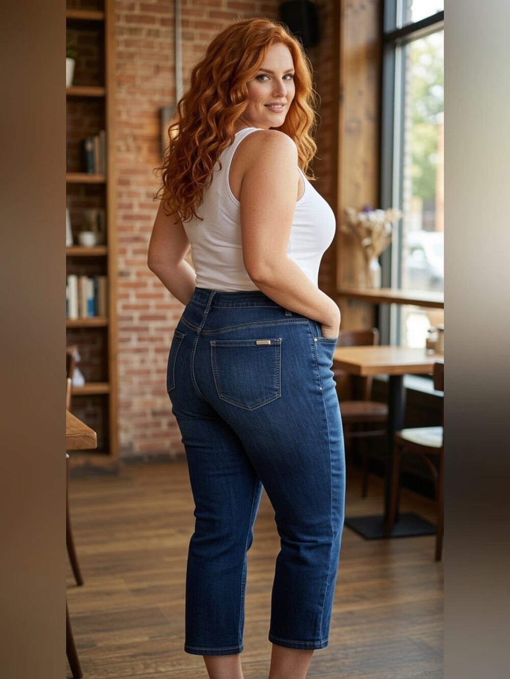 JENNIFER LOPEZ Dark Indigo Cropped Stretch Jeans